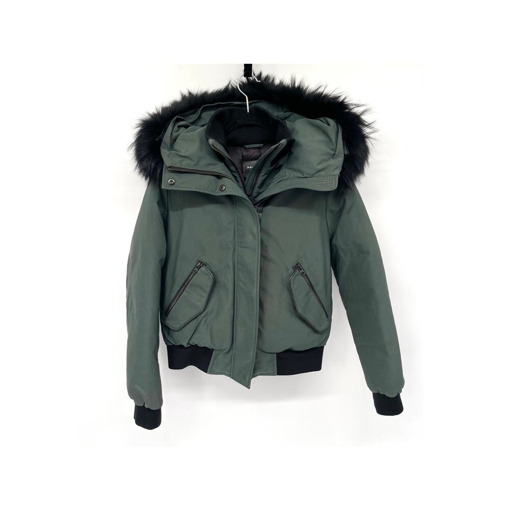 Mackage Britnie Down Jacket With Asiatic Raccoon Fur In Dark Sage size XS